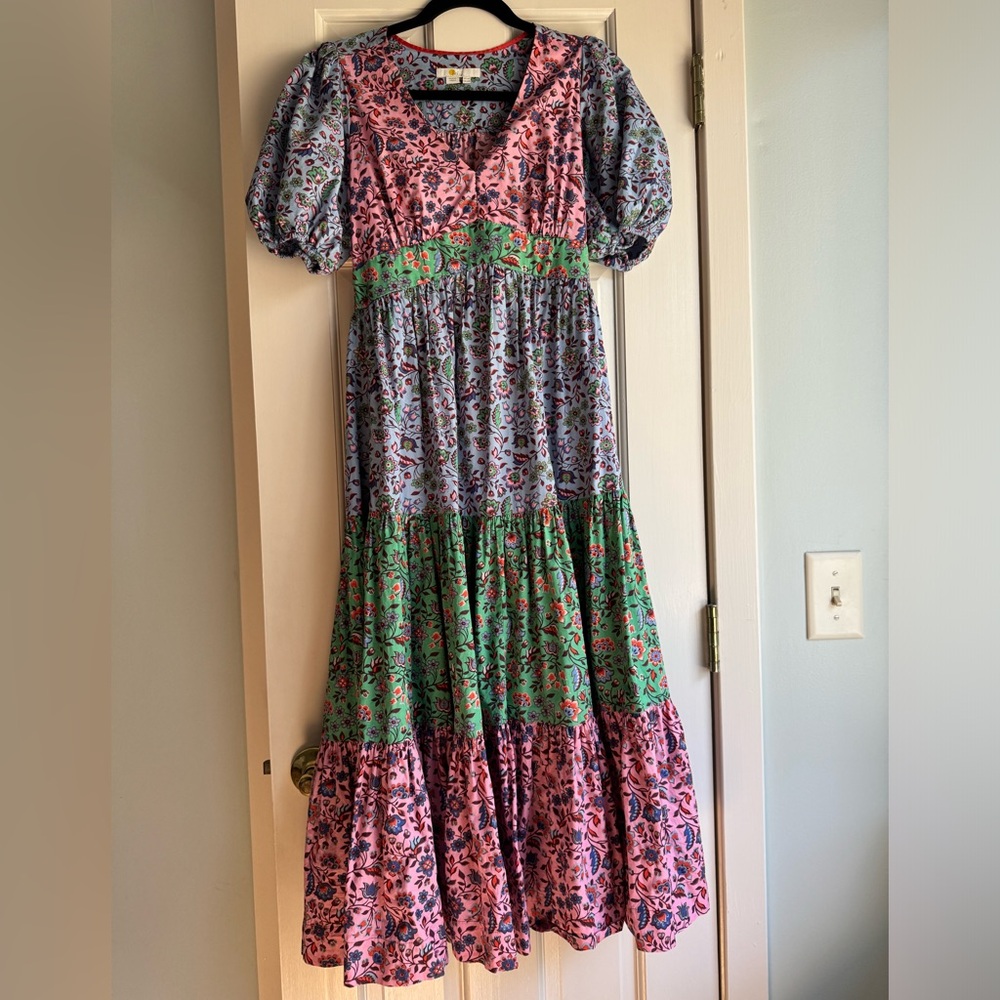 Boden 2 Puff Sleeve Tiered Midi Dress